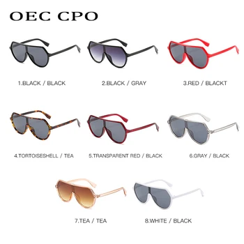 OEC CPO Sieviešu Flat Top Laukumā Saulesbrilles Sieviešu Modes Zīmola Vienā Gabalā Slīpums Saules Brilles Sieviešu Liels Rāmis Vīriešu Brilles UV400