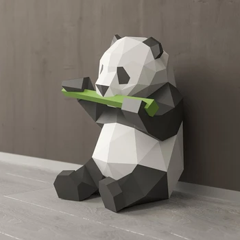 3D Tipa Panda Dzīvnieku Papīra Paraugs Rotaļlietu Mājas Dekors Dzīvojamā Istaba Dekori DIY Papīra Amatniecības Modeļa Puses Dāvanu Sienas Karājas C