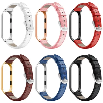 Īstas Ādas Watchband par Xiaomi Mi Grupa 3 4 Viedo Skatīties Aproce Delnas Siksniņu, Aproce Miband 3 4 Watch Band Nomaiņa