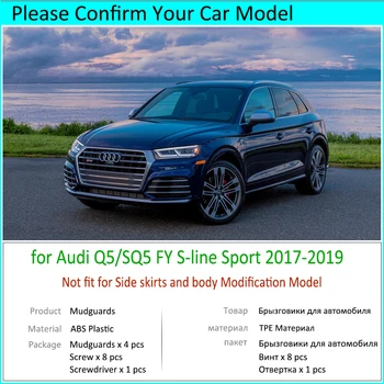 4 GAB. Audi Q5 YF SQ5 S-Line Sporta 2017 2018 2019 Dubļusargi Mudflaps Spārna Sargi Šļakatu Dubļu Sargi, Aizmugurējā Riteņa Piederumi