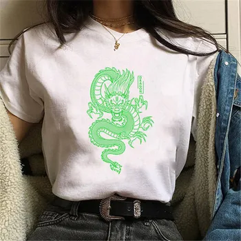 Harajuku Streetwear 90s Ulzzang Top Retro Ķīniešu Pūķis Print T-krekls Vasaras Sieviešu Krekli Maycaur Jaunu Gadījuma Sieviešu T-krekls