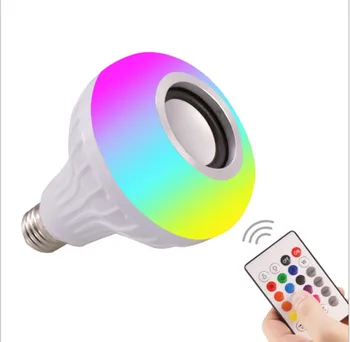 Krāsains Mūzikas Spuldzes E27 Bezvadu Bluetooth Skaļruni, 12W RGB LED Lampas, Gudra Gaisma, Mūzikas Atskaņotājs Audio ar Tālvadības pulti