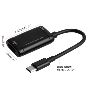 USB-C C Tipa HDMI Adapteris, USB 3.1 Kabelis MHL Android Tālrunis Tablete Melna
