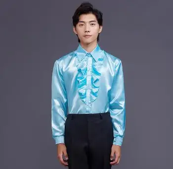 Zelta savirmot krekls vīriešu krekls ar garām piedurknēm pusaudžu korejas krekls mens personības skatuves dziedātāja deju modes slim drēbes