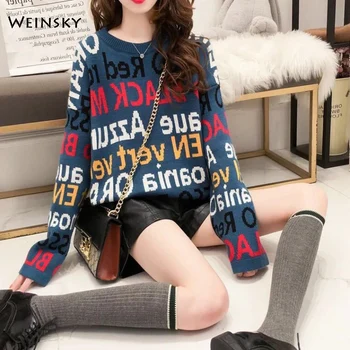 Sieviešu Trikotāžas-Adītas Vilnas Džemperi Un Puloveri Ar Korejas Modes Stila Džemperis, Džemperi Rudenī Un Ziemā 2019 Jaunu Virsotņu