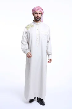 Augstas kvalitātes Musulmaņu Islama Apģērbi vīriešiem Arābija Izšuvumi abaya plus lieluma dubaija Vīriešu Kaftan garām piedurknēm Jubba apģērbi