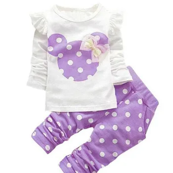 Mickey Mouse Meiteņu Apģērbs Ziemas Meiteņu Apģērbu Komplekts T-krekls+bikses 2 gab Bērniem, Drēbes Meitenei, Sporta Tērps, Bērnu drēbītes, 6M-24M