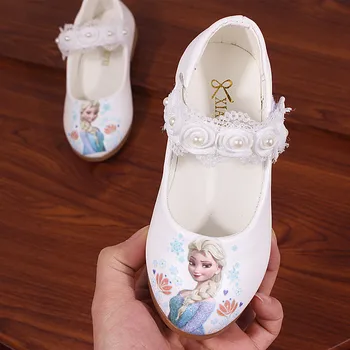 Disney Princess Meiteņu Apavi Bērniem, Modes Elza Anna Bērniem, Apavi Ledus Sniega Karaliene Gadījuma Bērnu Apavu Meitene Čības balts dzīvoklis
