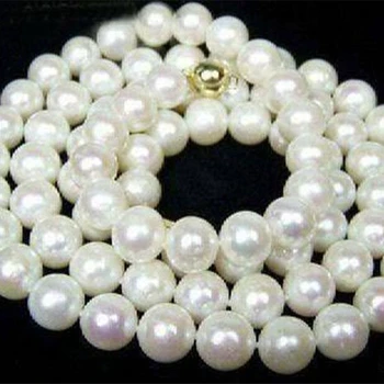 Bezmaksas piegāde jaunu modes 8-9mm balts natrual saldūdens kultivētās pērles apaļas pērles kaklarota karstā pārdošanas rotaslietas 34inch MY4584