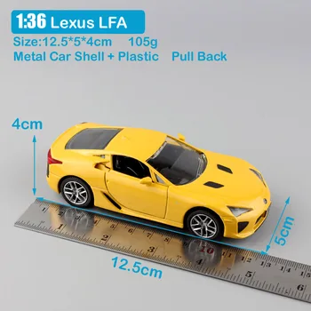1/36 svari mazo Automaxx Toyota Lexus LFA Sporta auto lējumiem transportlīdzekļiem, miniatūri metāla pull atpakaļ modeli, rotaļlietas bērniem, zēniem dāvanas