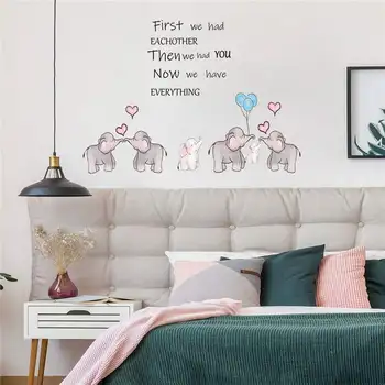 Tofok Elephant Love Balonu Apdare, Sienas Uzlīmes Creative Modelis, Uzlīmes, Bērnu Istaba, Guļamistaba, Dzīvojamā Istaba Apdare