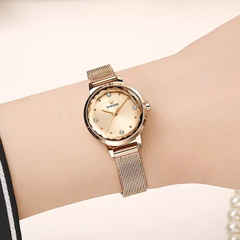 Reloj Mujer WWOOR Sieviešu Pulksteņi Luksusa Zīmolu Dāmas Kristālu Aproce Skatīties Stilīgs Rose Gold Kvarca Pulkstenis Ūdensizturīgs Rokas pulksteni
