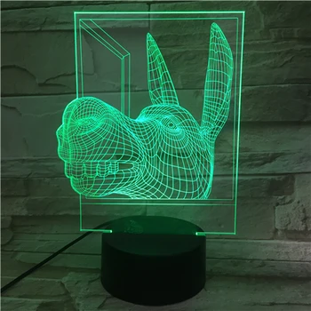 Karikatūra Dzīvnieku Donkey 3D Gaismas Redzamības USB ēsmas zivtiņu vadi Led Galda Lampa 7 Krāsas Izmaiņas, Miega Nakts Gaisma 3D-603
