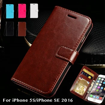 PU Leather Flip Case For iPhone 5S Kartes Turētāju Silikona Foto Rāmis Case Maks Vāciņš iPhone SE 2016 Uzņēmējdarbībā