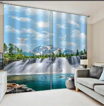 Dabas ainava Logu Aptumšošana Luksusa 3D Aizkari noteikts Gultas vietas Dzīvojamā istaba Office Hotel