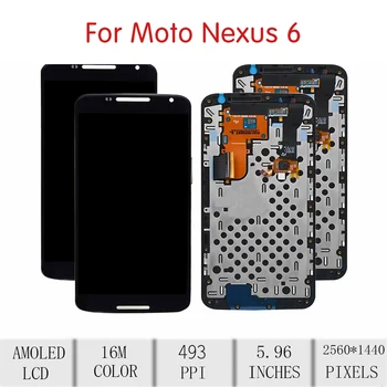 ORIĢINĀLS Priekš Motorola Nexus 6 LCD skārienekrānu, Digitizer Montāža MOTO Nexus 6 Displejs ar Kadru Nomaiņa XT1103 XT1100