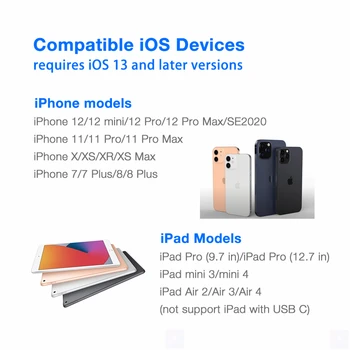 Karšu Lasītājs iPhone 12 Pro Max Mini 11 XS Max XR 8 7 2in1 SD TF Atmiņas Kartes Rakstnieks Kameras Pieslēguma Komplektu Adapteris iPad