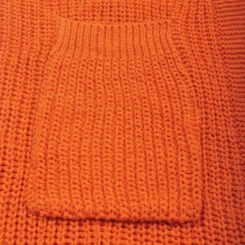 Jaunas Rudens Modes Sieviešu Džemperis Adīt Kabatas Puff Sleeve Jaka Lielgabarīta Viens Izmērs Džemperi Tīru Krāsu Garš Džemperis