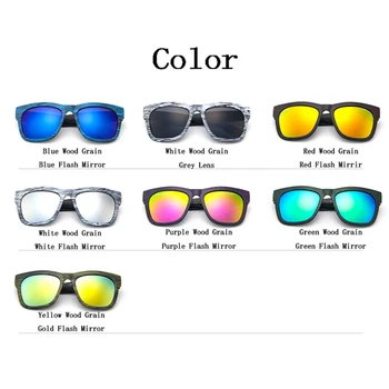 Modes Krāsains Flash Mirror Lēcas, Saulesbrilles Vīriešiem, Sievietēm, Briļļu Koksnes Graudu Rāmis Laukumā Ēnā, Saules Brilles Oculos Gafas L2