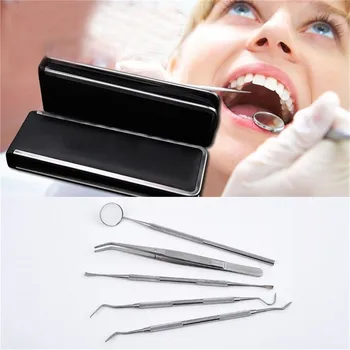 5gab Nerūsējošā Zobārstniecības Instrumentu Komplekts Zobārsts, Zobu Tīras Higiēnas Paceļ Spoguli Komplekts Mutes Veselības Zobu Tīrīšanu Pārbaudes Zobakmens Tīrītājs