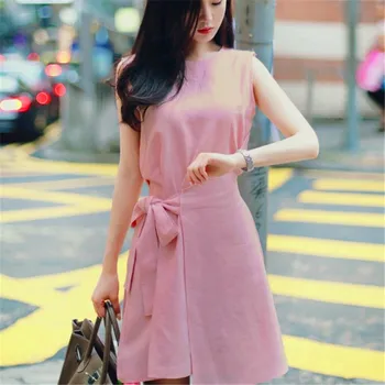 Jummarron 2020. gada vasarā jaunu sieviešu kleitu korejas saldi nelegālo mežģīnes up solid zaudēt Oneck bez piedurknēm ielas stila gadījuma meitene