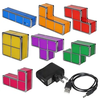 7 Gabali, LED Indukcijas Bloķēšanas Lampu DIY Tetris Nakts Gaisma Krāsains Paaugstināma Tangram 3D Puzles Rotaļlietas Ideāla Dāvana