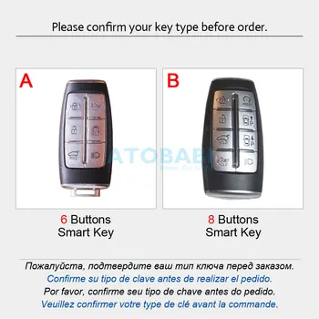 Ādas Automašīnas Atslēgas Vāks Hyundai Genesis G80 GV80 2019 2020 6 8 Pogas Keychain Turētāju Smart Tālvadības Pults Aizsargs Lietā