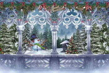 Avezano Fons Jautrām Ziemassvētku Eglīte Ziemas Sniegavīrs Koridora Loku Fotogrāfijas Fona Foto Studija Photozone Photocall Dekori