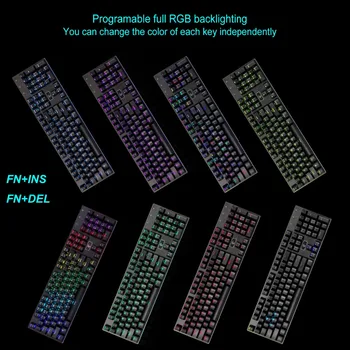 Z88 Ērglis RGB Mechanical Gaming Keyboard 104 Taustiņiem, LED Apgaismojums Outemu Taustes Brūna Slēdzis Alumīnija Tastatūras Spēlētājs Mašīnrakstītājs