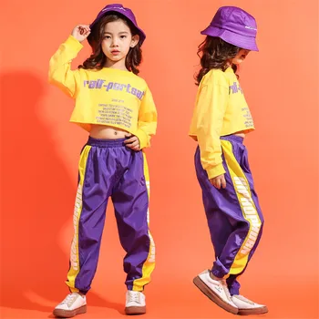 2019 Bērniem hiphop Drēbes, Džeza Deju Kostīmi Krekli & Bikses Bērniem, Studentu Iela Deju apģērbi