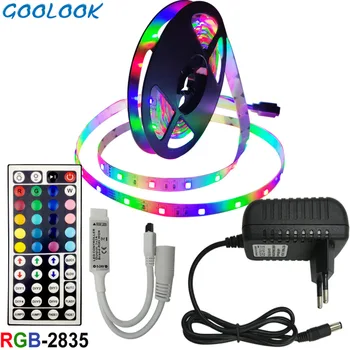 10M RGB LED Strip Gaismas 2835 SMD Ūdensdrošs RGB 5M 15 M LED Elastīgās Lentes Diode + 44keys Kontrolieris+DC12V Jaudas Adapteris komplekts