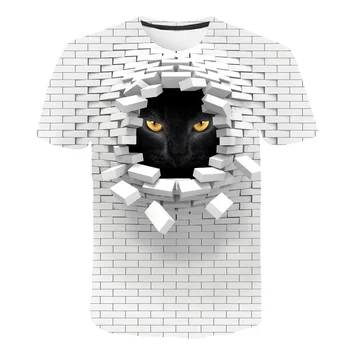 Jaunu Bērnu T-krekli, 1-14Years Meiteņu Topi Suns Tees Zēni Tshirts Modes Sienu konstrukcijas Zēni Black 3D Cat T Krekli 8 Dizainu