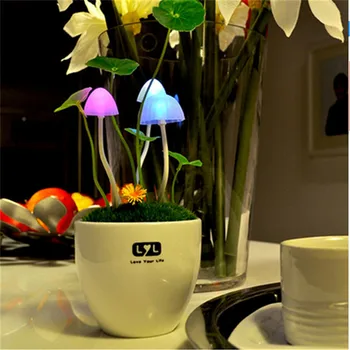 Sensoru Kontrolieris LED Nakts Gaisma Potted Augu Stila Keramikas Čaulas Home Gaismas 110V, 220V es un asv Plug Tabula Gaismas Sēņu lampas