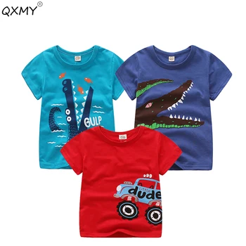 Baby Zēni, T Kreklu, Kokvilnas t-veida Topi Boy Cartoon Auto Drukas Bērniem Outwear bērnu drēbītes, Topi 2-8 Gadu Zēnu Drēbes