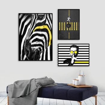 Eiropas Stila Kanvas Glezna Melns un Balts Attēls Vīriešiem Plakātu un Izdrukas Zebra Sienas Attēlu Dzīvojamā Istaba Vīriešiem Alu Mājās