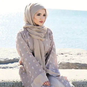 Elegants Musulmaņu Abaya Ziedu Maxi Kleita, Jaciņa Ziedu Svārki Appliques Garajos Svārkos Tunika Tuvajos Austrumos Ramadāna Islāma Apģērbi