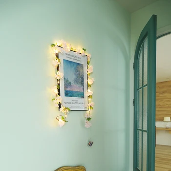 2M Hydrangea Mākslīgo Ziedu Stīgu Gaismas Vainags Akumulatora Vara LED Pasaku Gaismas, Lai Kāzas, Ziemassvētku Rotājumi Puses Ziņā