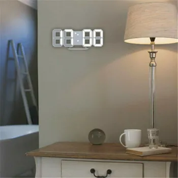3D LED Sienas Pulkstenis Mūsdienu Digitālo Modinātājpulksteņi Mājas Virtuves Biroja Galda Galda Displeja Nakts Sienas Skatīties 24/12 Stundu Displejs