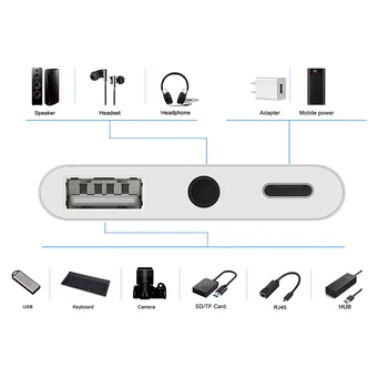 USB Type-C OTG Adapteri, 3,5 mm Jack Usb Kameras Lasītājs, Aux Kabeli Ātri Charg Par Huawei P40 Xiaomi Redmi Samsung Macbook Pro