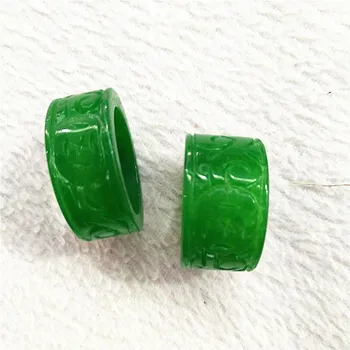 Dabas green jade gredzeni vīriešiem, sievietēm, zīmolu gredzenu puses-pulēta jade roku cirsts modelis jade gredzenu emerald gredzeni, 1 gab.