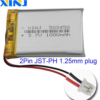 XINJ 3,7 V 1000mAh Li-Polimēru Akumulators Li po Liion 2pin JST-PH 1.0 1.25 1.5 2.0 2.54 mm spraudni 503450 Par braukšanas GPS, diktofons, Fotokamera
