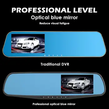 Q103B Atpakaļskata Spoguļi Automašīnas DVR Kamera 4.3 collu IPS Ekrāns 1080P Dual Len Dashcam Digitālo Video Ierakstītāju Spogulis Videokamera Dash Cam