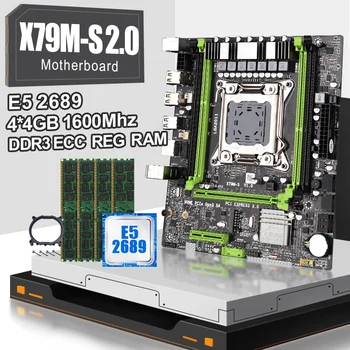 X79 lga 2011 mātesplati X79M-S 2.0 kopa ar XOEN E5 2689 8 Kodolu 16 Pavedieniem un 4*4 gb=16gb DDR3 1600 ECC REG RAM