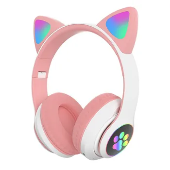 Jaunā RGB Kaķu Ausu Austiņas Bluetooth 5.0 Bass Trokšņa Slāpēšanas Pieaugušajiem, Bērniem, Meitene Austiņas Atbalsta TF Karti Kasko Mic Mūzikas Dāvanu