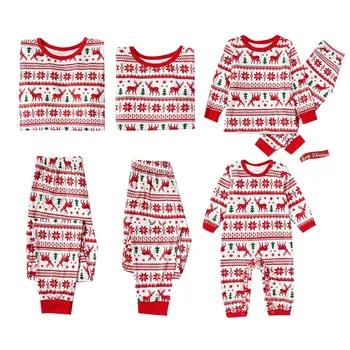 Ģimenes Ziemassvētku Pidžamu Komplekts Siltā Pieaugušajiem Bērniem, Meiteņu, Zēnu Māmiņa Sleepwear Naktsveļu Māte Meitu Apģērbu Saskaņojot Ģimenes Tērpiem
