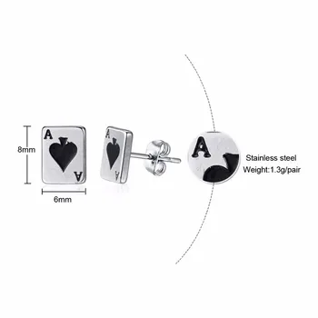 Vīriešu Ace of Spades auskariem Nerūsējošā Tērauda Pokera Spēlētāja Karšu Earing Rotaslietas Dāvanu