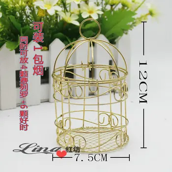 Romantisku Kāzu zvani dāvanu kastē skārda Eiropas labā lodziņā dzelzs zelta birdcage personalizētu kāzu konfekšu kastes