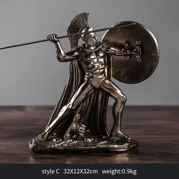 Eiropas Stila Vintage Spartas Karavīrs skulptūru Statujas Sveķu rokdarbu Par dzīvojamo istabu Mājas Apdare Kafejnīca Dekoru, Rotājumu