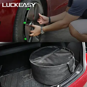 LUCKEASY riteņu klp uzglabāšanas soma Tesla Model 3 Auto portatīvo uzskaites riteņa rumbas vāciņu Oxford uzglabāšanas soma 1gb/komplekts
