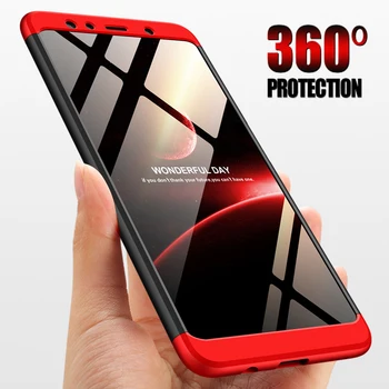 360 Pilna Aizsardzības Pārklājums Telefonu Gadījumā Samsung Galaxy A6 A7 A8 A9 2018 J2 J4 J6 Plus J8 2018 Gadījumā Coque ar Rūdīta Stikla